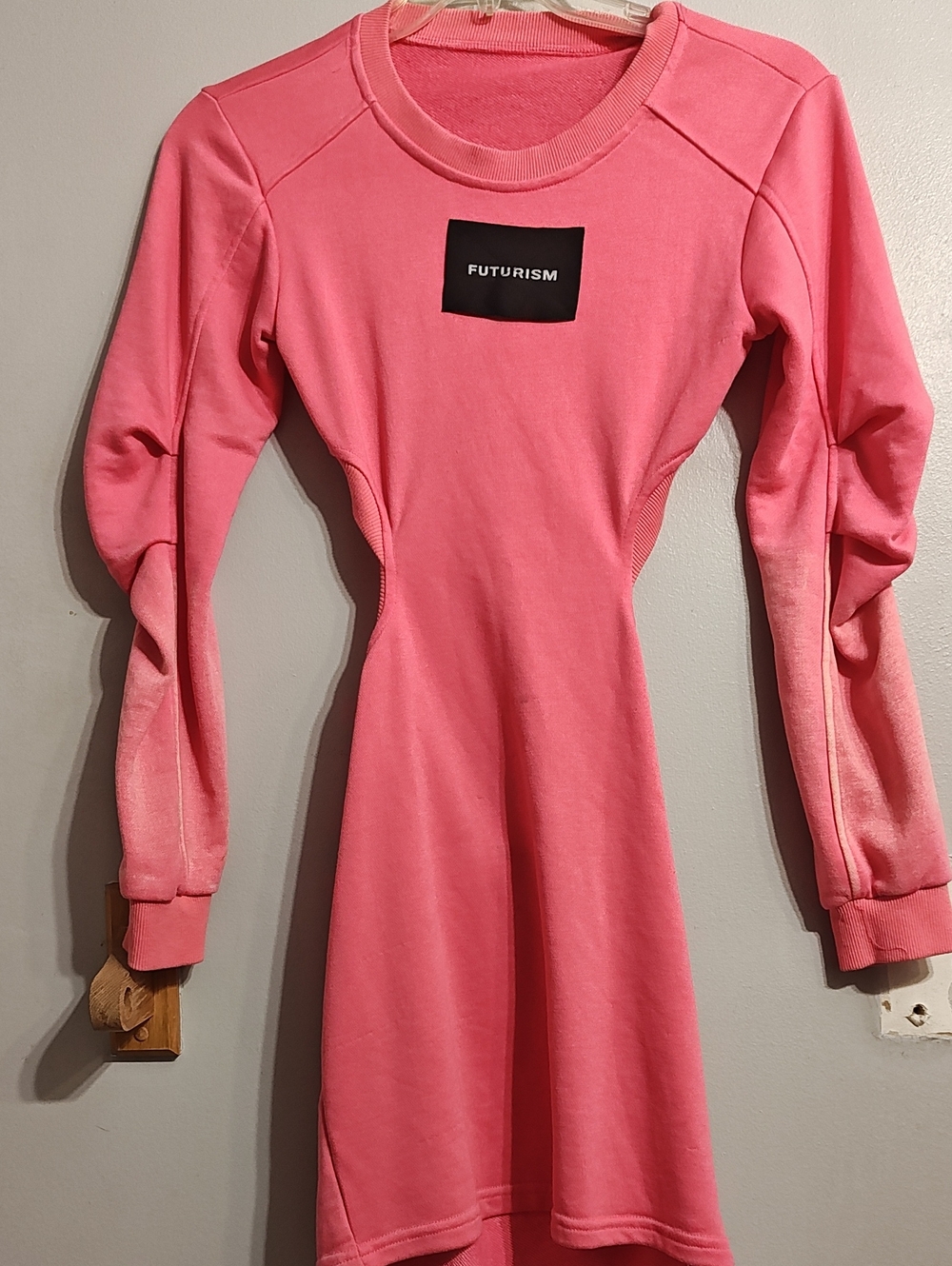 FUTURISM Pink Long Sleeve Sweatshirt Dress